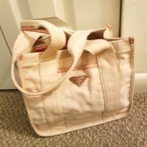 Mini Small Authentic Prada Canvas Shoulder/Tote Bag Light Pink